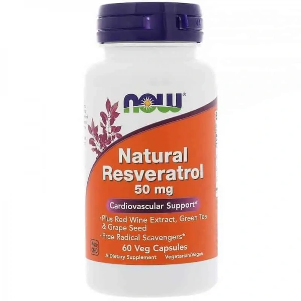 NOW FOODS Natural Resveratrol 50mg (Naturalny Resweratrol) 60 Kapsułek wegetariańskich
