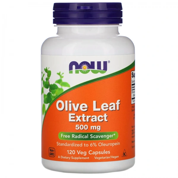 NOW FOODS Olive Leaf Extract 500mg (Ekstrakt z Liści Oliwnych) 120 Kapsułek wegetariańskich