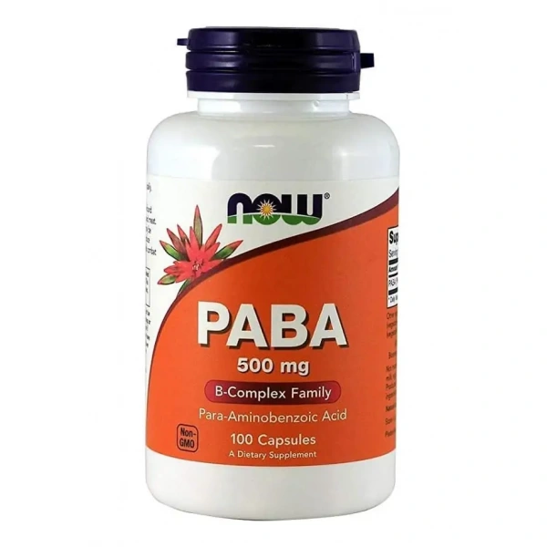 NOW FOODS PABA (Para-Aminobenzoic Acid) 500mg 100 Capsules