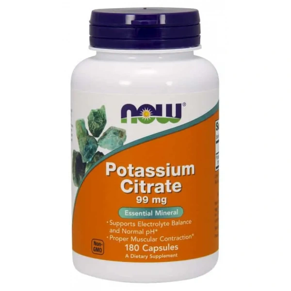 NOW FOODS Potassium Citrate 99 mg (Cytrynian Potasu) 180 kapsułek