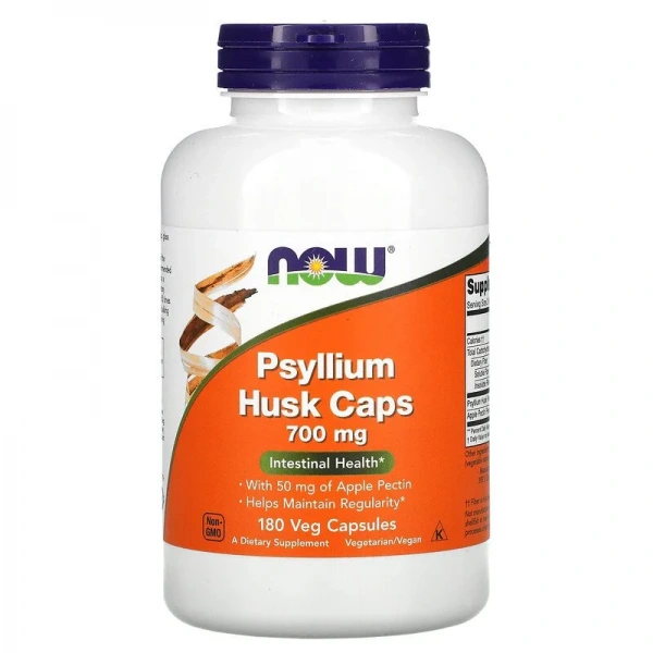 NOW FOODS Psyllium Husk 700mg (Dietary Fiber) 180 Vegetarian Capsules