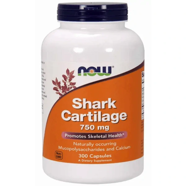 NOW FOODS Shark Cartilage - Chrząstka Rekina - 750mg (Ochrona Chrząstki Stawowej) 300 kapsułek