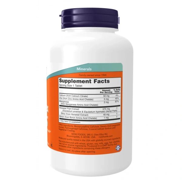 NOW FOODS Silica Complex with Horsetail Extract - 180 vegan tablets