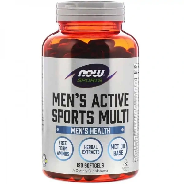 NOW SPORTS Men's Active Sports Multi (Multivitamin for Men) 90 softgels
