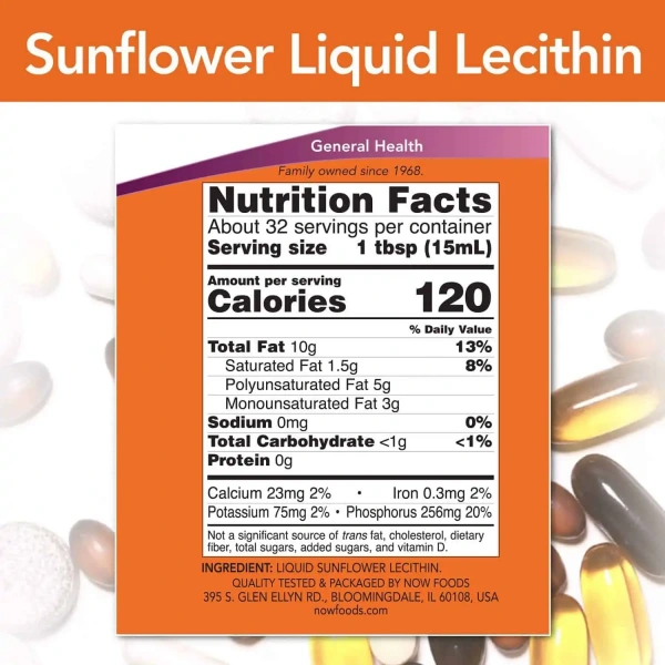 NOW FOODS Sunflower Lecithin (Lecytyna słonecznikowa) 473ml
