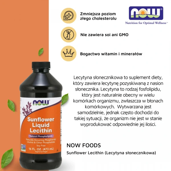 NOW FOODS Sunflower Lecithin (Lecytyna słonecznikowa) 473ml