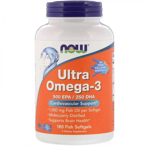 NOW FOODS Ultra Omega-3 500 EPA 250 DHA (Kwasy OMEGA-3, EPA, DHA) 180 Kapsułek żelowych rybich