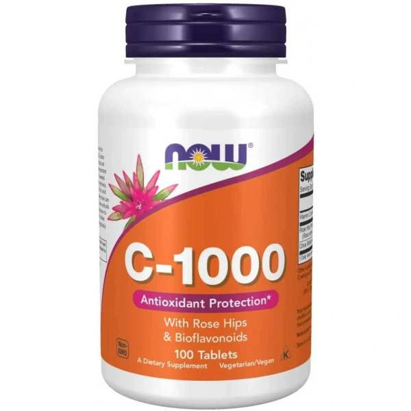 NOW FOODS Vitamin C-1000 with Rose Hips & Bioflavonoids 100 Tablets