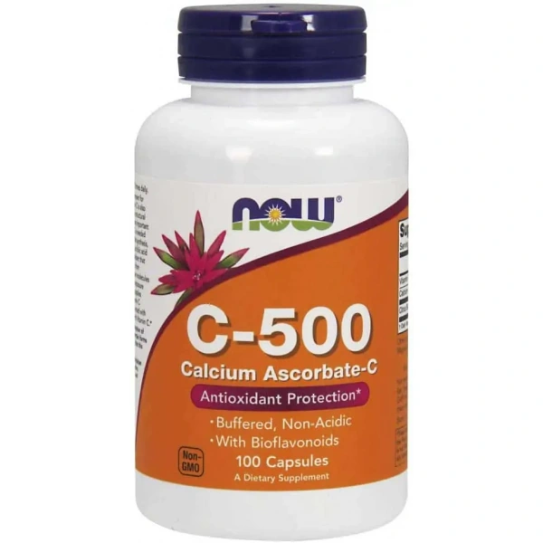 NOW FOODS Vitamin C-500 Calcium Ascorbate-C (Witamina C, Askorbinian Wapnia) 100 Kapsułek