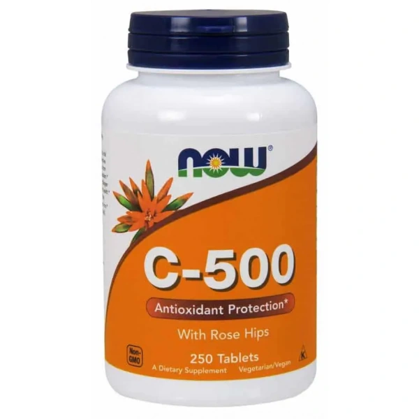 NOW FOODS Vitamin C-500 (Witamina C z Dziką Różą) 250 tabletek