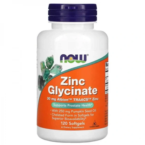 NOW FOODS Zinc Glycinate (Glicynian cynku) 120 Kapsułek żelowych