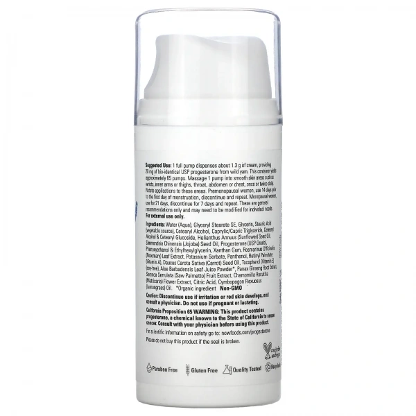 NOW SOLUTIONS Progesterone from Wild Yam (Balancing Skin Cream) 85g
