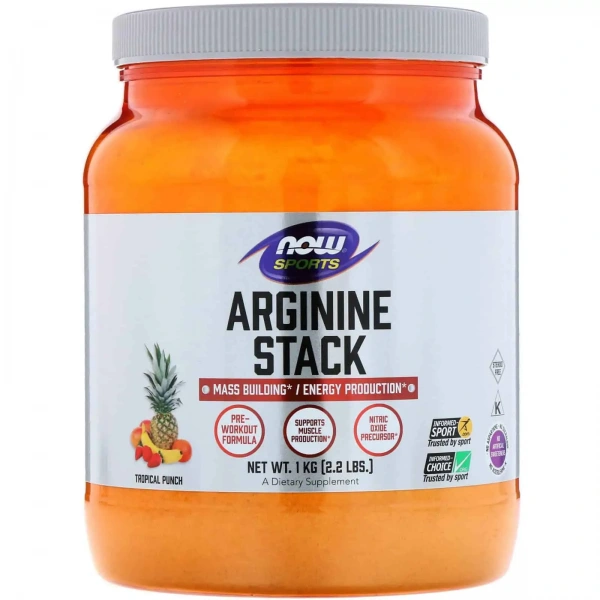 NOW SPORTS Arginine Stack Powder 1kg (2.2 lbs.) Tropical Punch