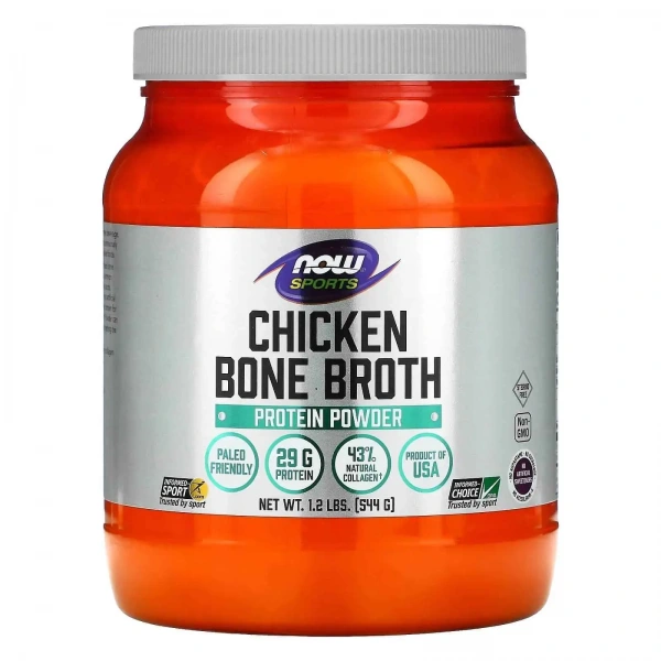 NOW SPORTS Bone Broth Chicken Powder (Białko Drobiowe) 544g
