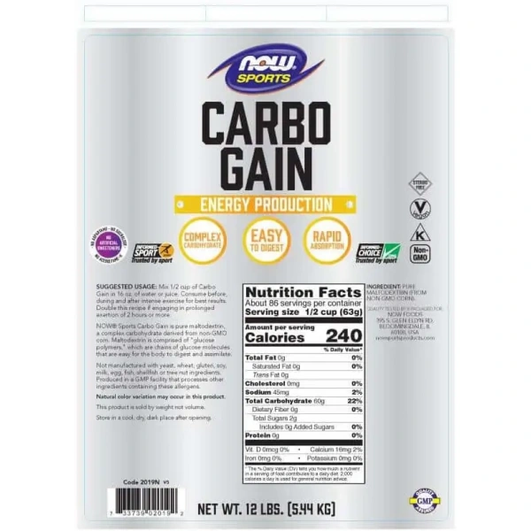 NOW SPORTS Carbo Gain Powder (Energia) 5440g