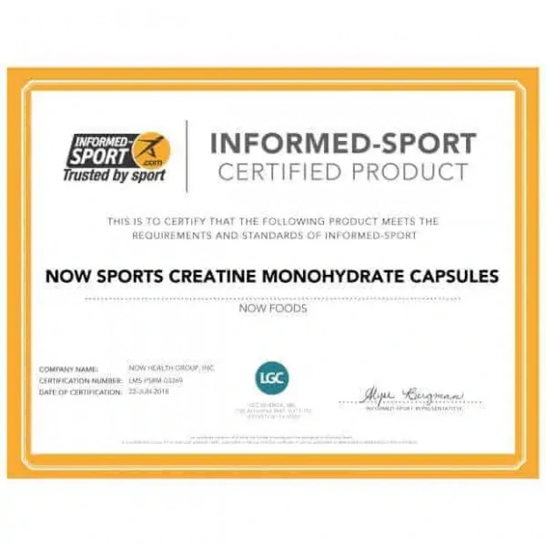 NOW SPORTS Creatine Monohydrate 750mg (Mass Building/Energy Production) 120 Vegetarian Capsules
