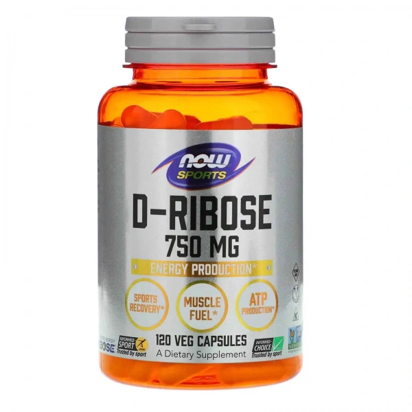 NOW SPORTS D-Ribose 750mg (Energy Production) 120 Vegetarian Capsules