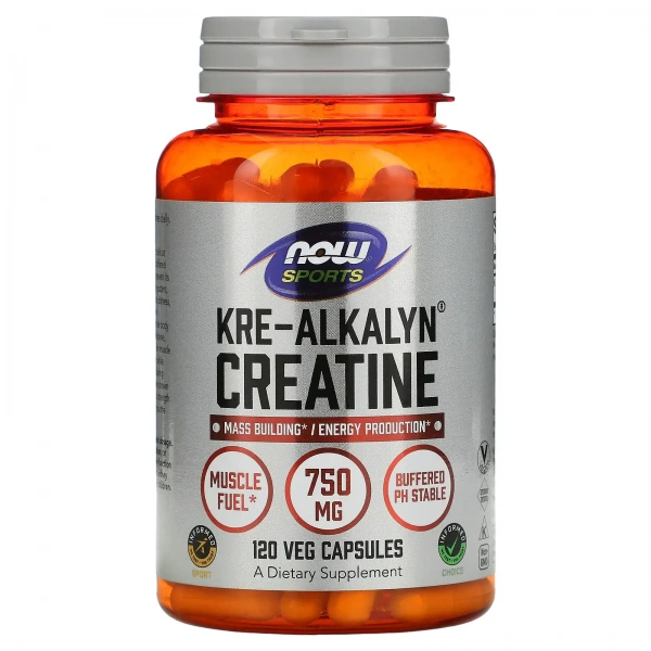 NOW SPORTS Kre-Alkalyn Creatine 750mg (Mass Building/Energy Production) 120 Vegetarian Capsules