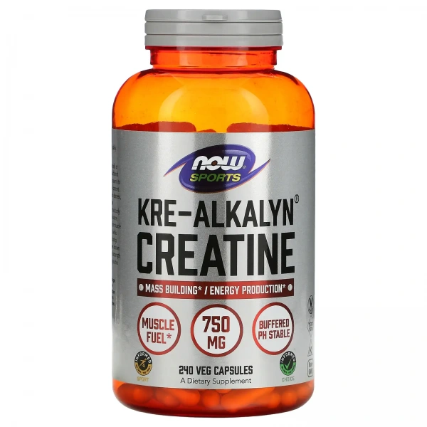 NOW SPORTS Kre-Alkalyn Creatine 750mg (Mass Building/Energy Production) 240 Vegetarian Capsules