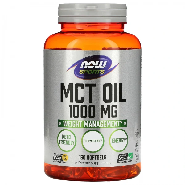 NOW SPORTS MCT Oil 1000mg (Olej MCT, Kontrola wagi) 150 Kapsułek żelowych