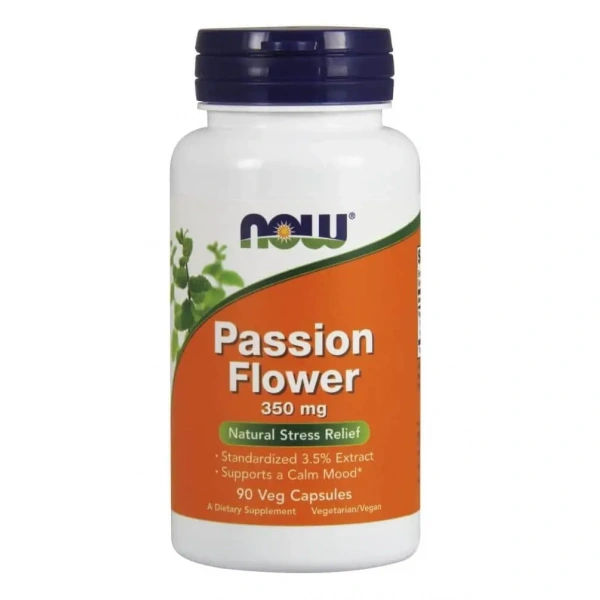 NOW FOODS Passion Flower 350mg (Relieves Stress) 90 Vegetarian Capsules