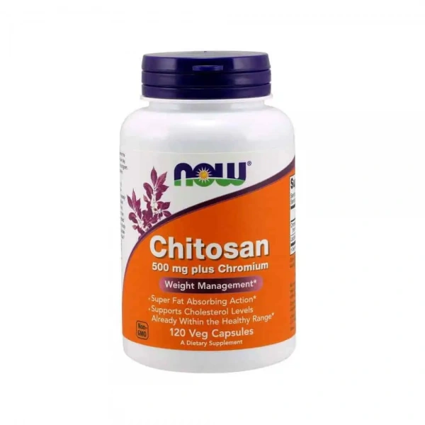 NOW FOODS Chitosan Plus Chromium (Chrom, Redukcja wagi) 500mg - 120 Kapsułek wegetariańskich