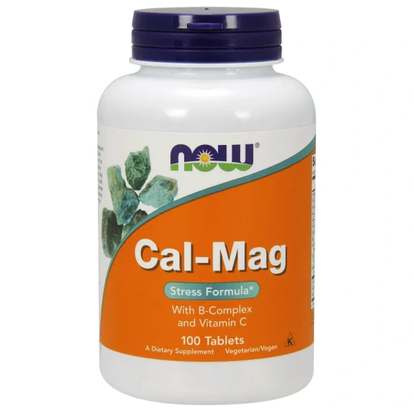 NOW FOODS Cal-Mag Stress Formula z B-Complex i Wit. C (Wapń Magnez) - 100 tabletek wegańskich