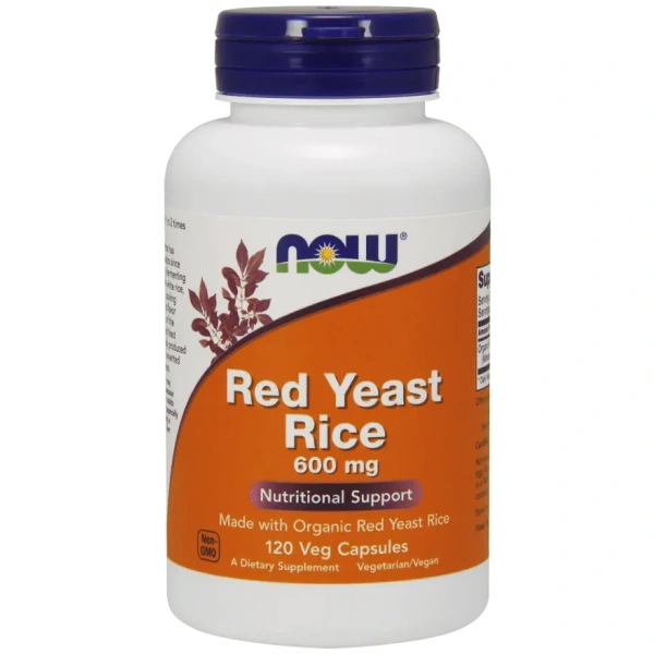 NOW FOODS Organic Red Yeast Rice (Drożdże Czerwonego Ryżu) 600mg - 120 kapsułek wegetariańskich