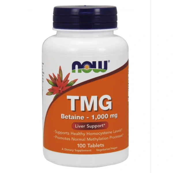 Now Foods TMG 1000mg (Wsparcie Odpowiedniego Poziomu Homocysteiny) - 100 tabletek wegańskich