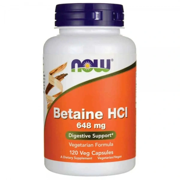 NOW FOODS Betaine HCL 648mg 120 Vegetarian Capsules