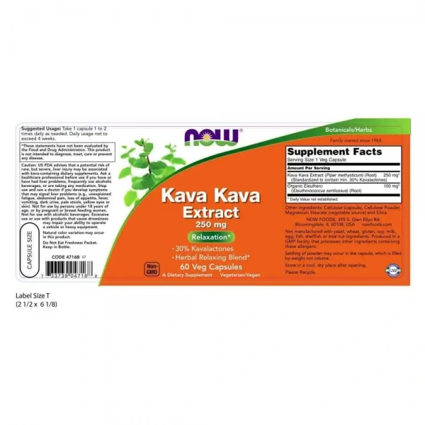 NOW FOODS Kava Kava Extract 60 Kapsułek wegetariańskich