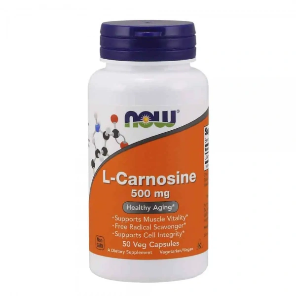 NOW FOODS L-Carnosine 500mg (L-Carnosine) 50 Vegetarian Capsules