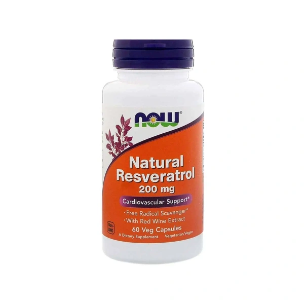 NOW FOODS Natural Resveratrol 200mg (Naturalny Resweratrol) 60 Kapsułek wegetariańskich