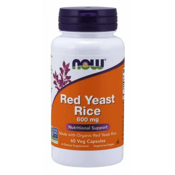 NOW FOODS Organic Red Yeast Rice (Drożdże Czerwonego Ryżu) 600mg - 60 kapsułek wegetariańskich