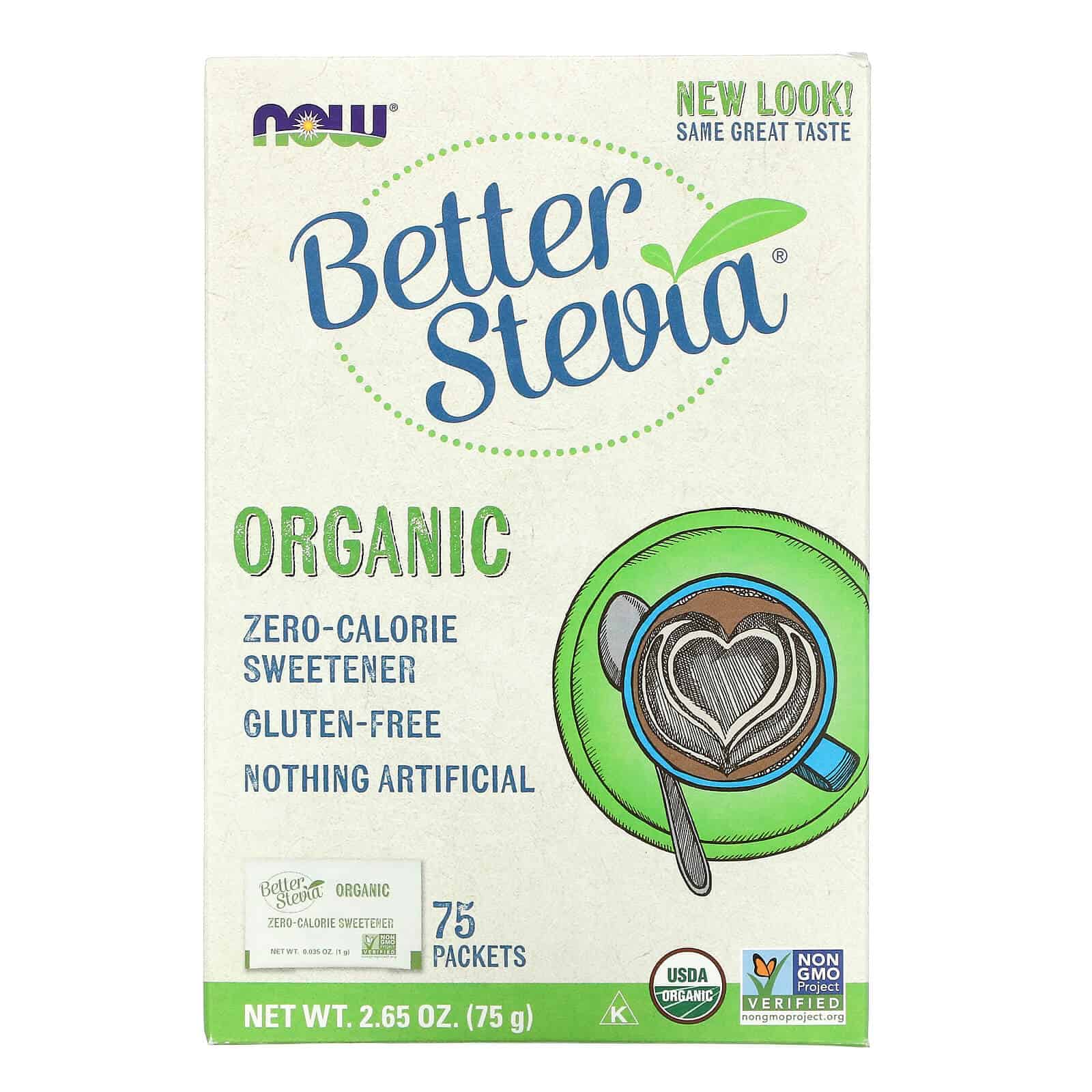 NOW FOODS BetterStevia Packets Organic (Słodzik bez Kalorii, Organiczny) 75 Saszetek