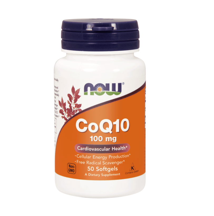 NOW FOODS CoQ10 with Vitamin E 100mg (Koenzym Q10, Witamina E) 50 Kapsułek żelowych