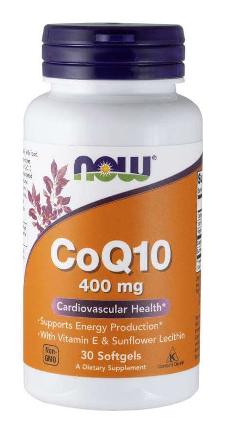 NOW FOODS CoQ10 with Vitamin E & Sunflower Lecithin 400mg (Zdrowie układu krążenia) 30 Kapsułek żelowych