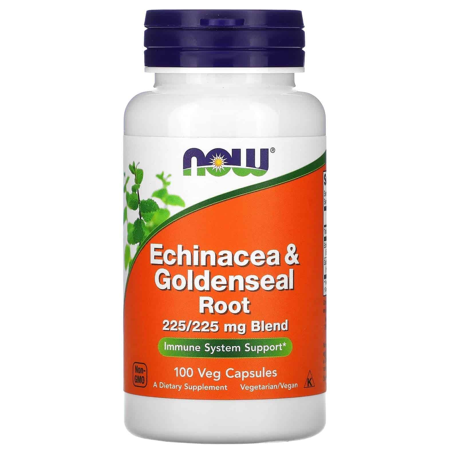 NOW FOODS Echinacea & Goldenseal Root (Wsparcie układu odpornościowego) 100 Kapsułek wegetariańskich