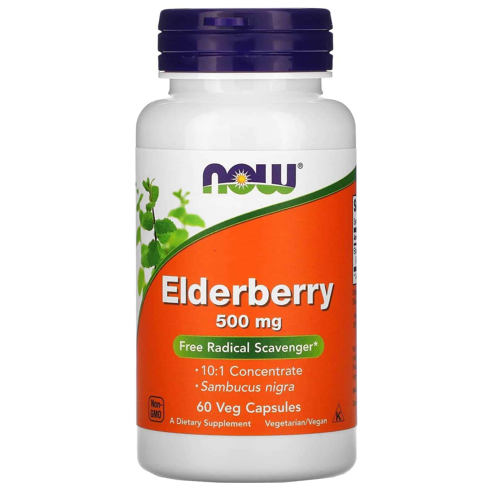 NOW FOODS Elderberry 500mg (Czarny bez) 60 Kapsułek wegetariańskich