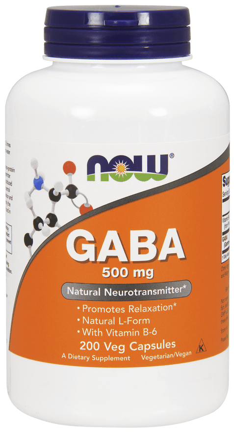 NOW FOODS GABA 500mg z Witaminą B6 - 200 kapsułek wegańskich
