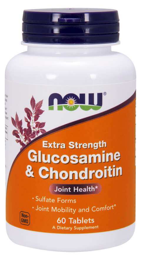 NOW FOODS Glucosamine & Chondroitin Extra Strength (Glukozamina i Chondroityna, Zdrowie stawów) 120 Tabletek
