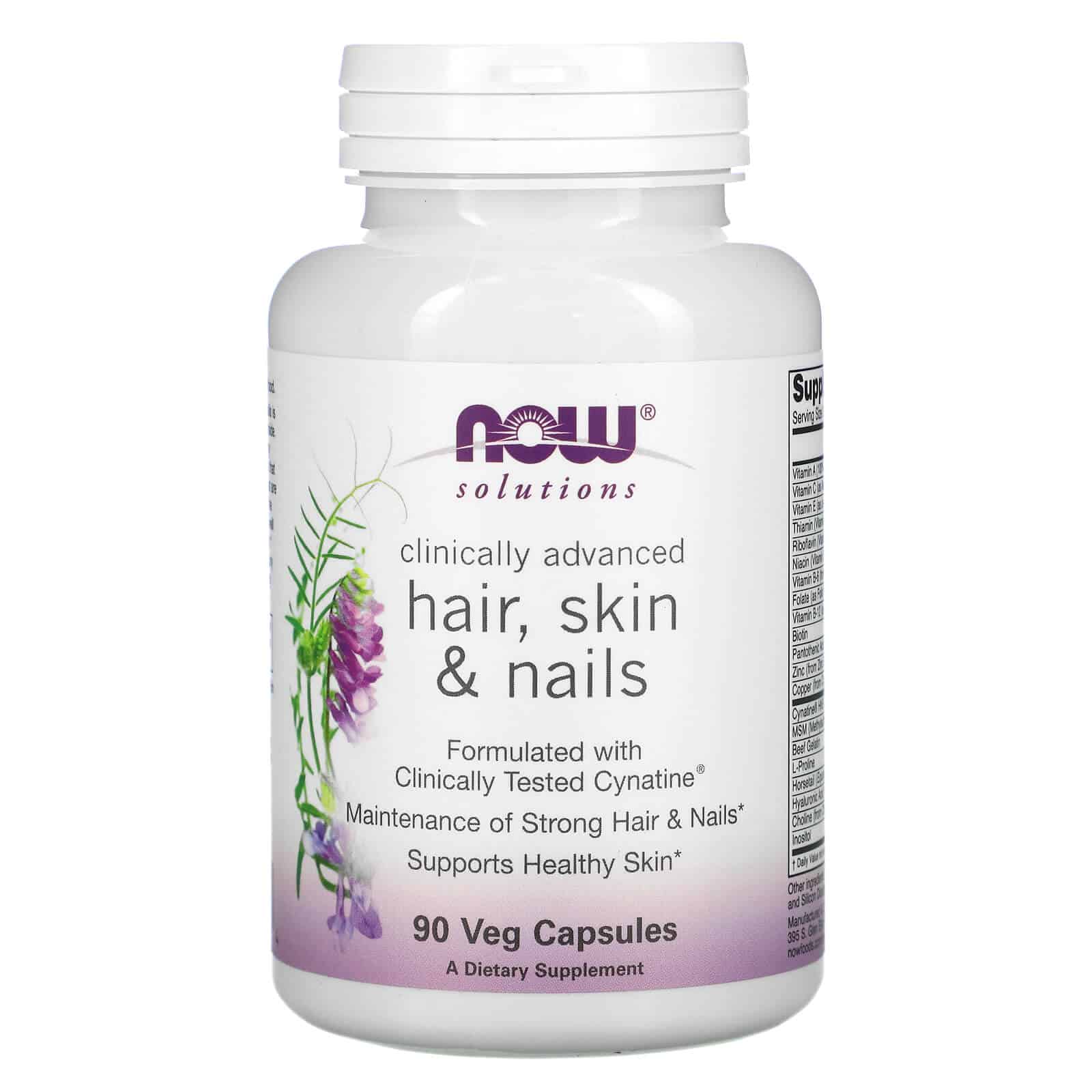 NOW SOLUTIONS Hair, Skin & Nails (Włosy, Skóra i Paznokcie) 90 Kapsułek wegetariańskich