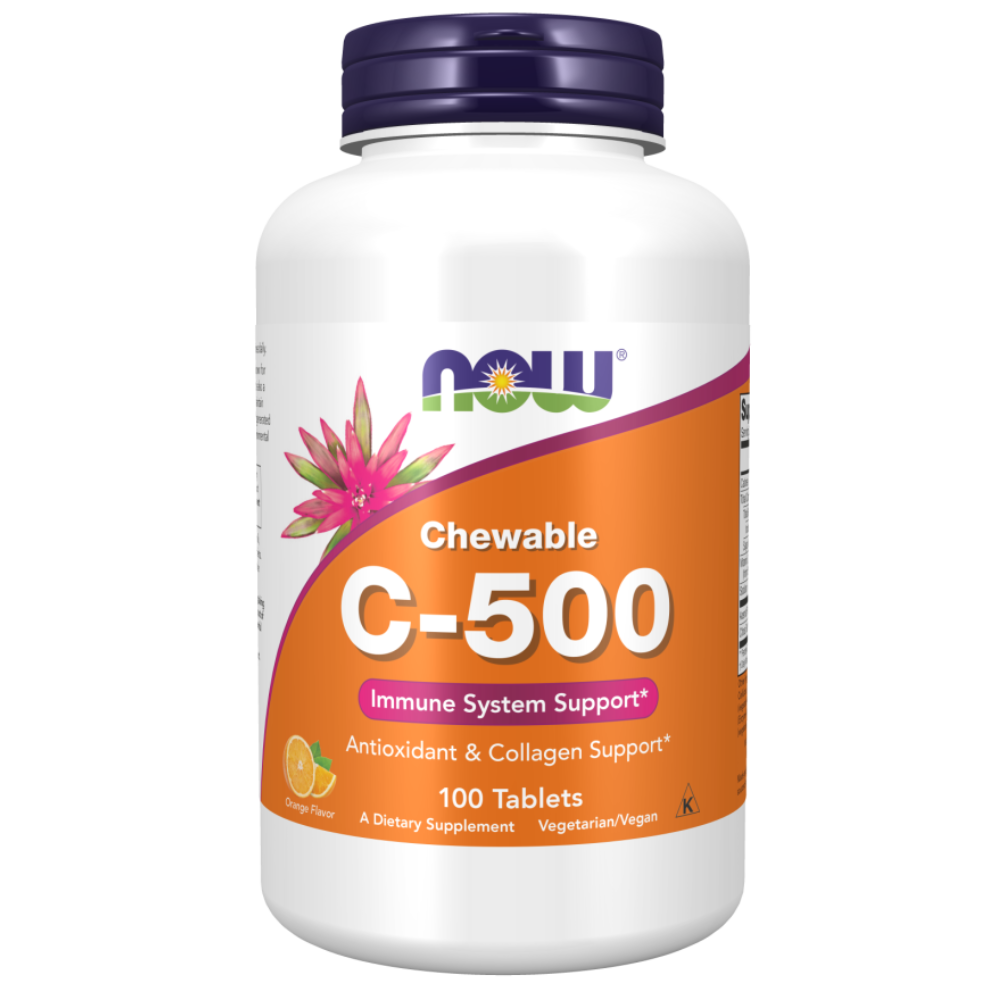 NOW FOODS Vitamin C (Witamina C-500) 100 tabletek do ssania - Pomarańcz