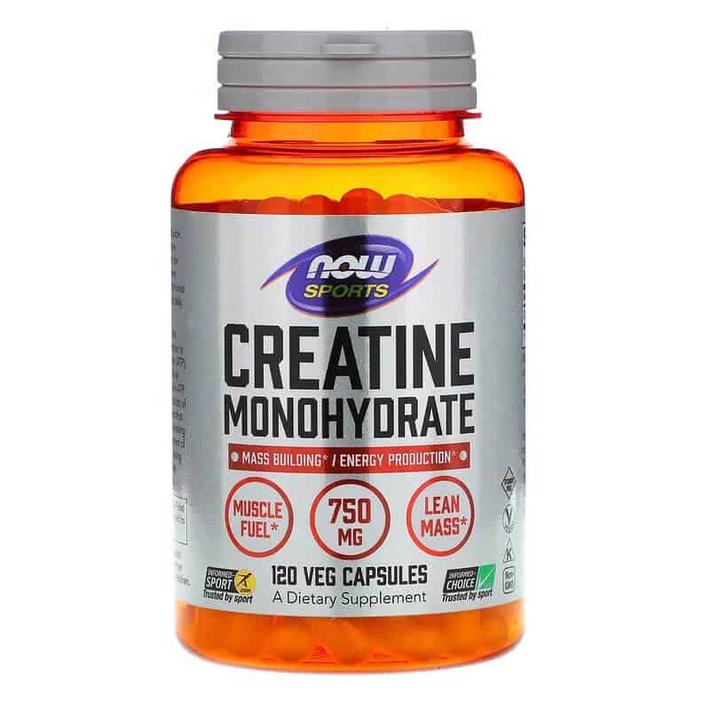 NOW SPORTS Creatine Monohydrate 750mg (Monohydrat kreatyny) 120 Kapsułek wegetariańskich