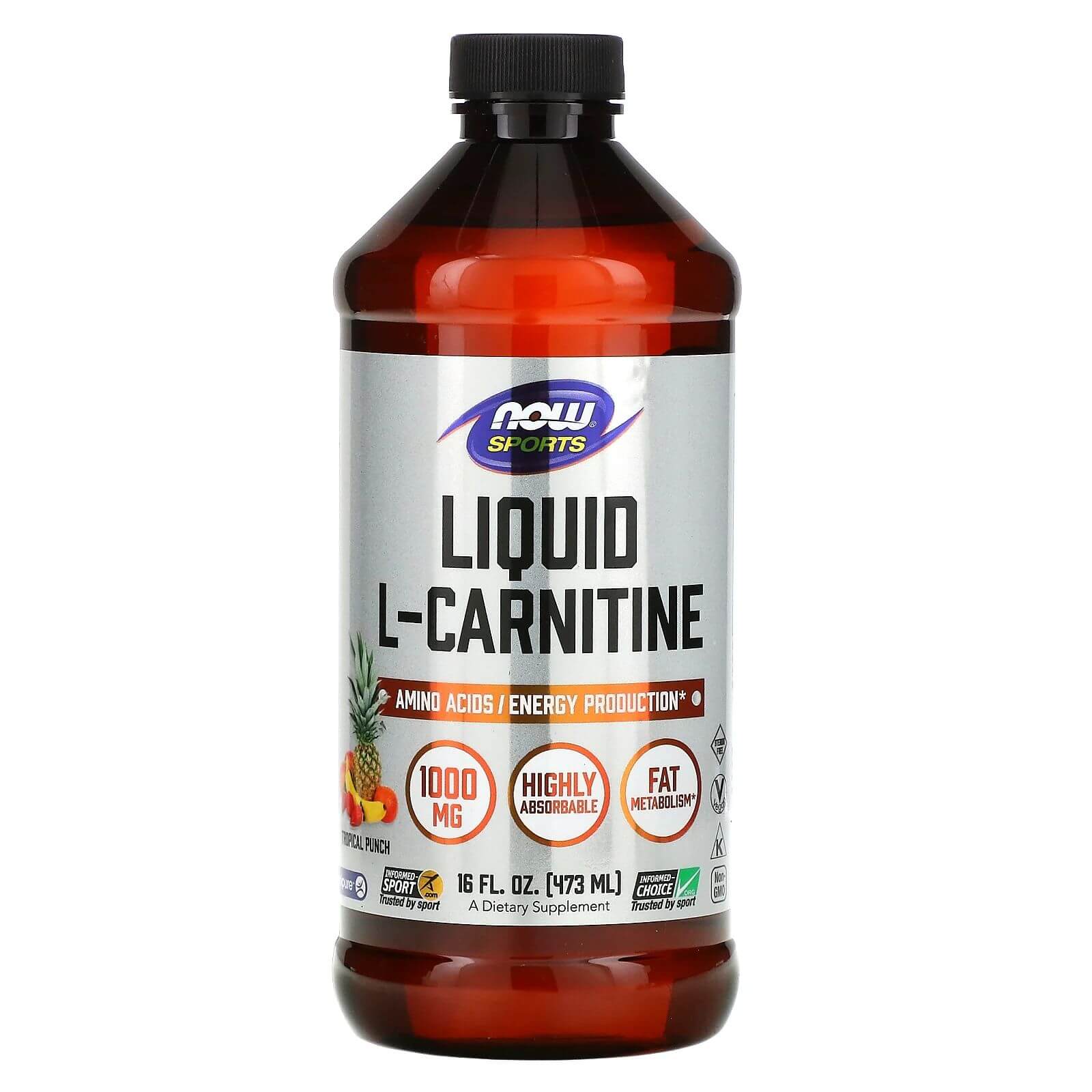 NOW SPORTS L-Carnitine Liquid 1000mg (L-Karnityna w płynie) 473ml Tropical Punch