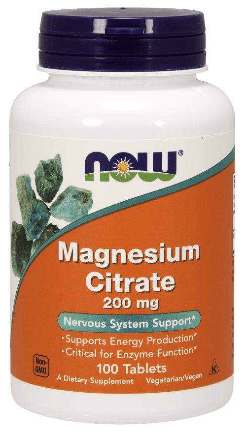 NOW FOODS Magnesium Citrate (Cytrynian Magnezu) 200mg - 100 tabletek wegańskich