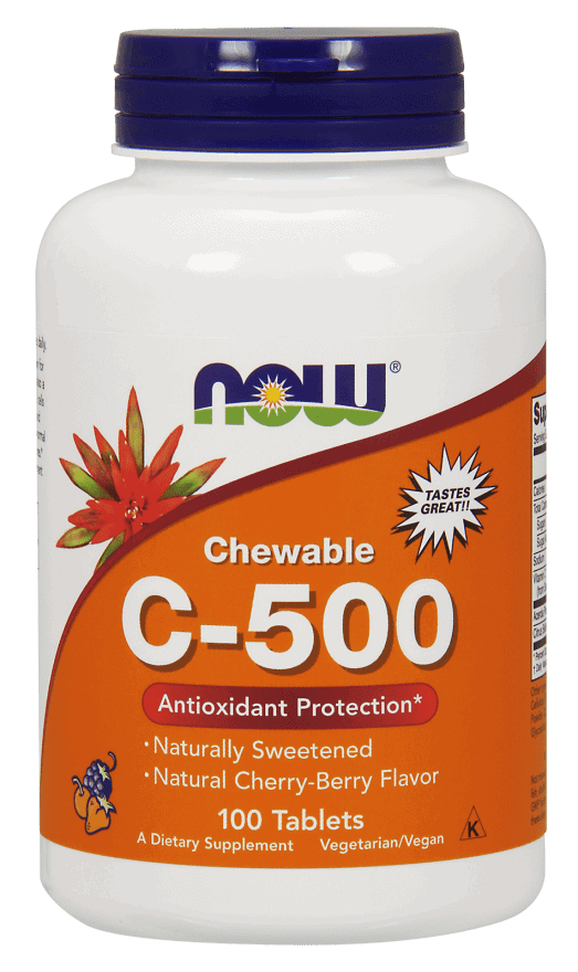 NOW FOODS Vitamin C (Witamina C-500) 100 Tabletek do Ssania Wiśnia  Jagoda