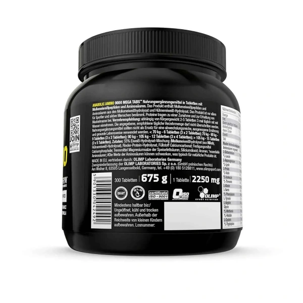 OLIMP Anabolic Amino 9000 Mega Tabs (Aminokwasy + Białko) 300 tabletek