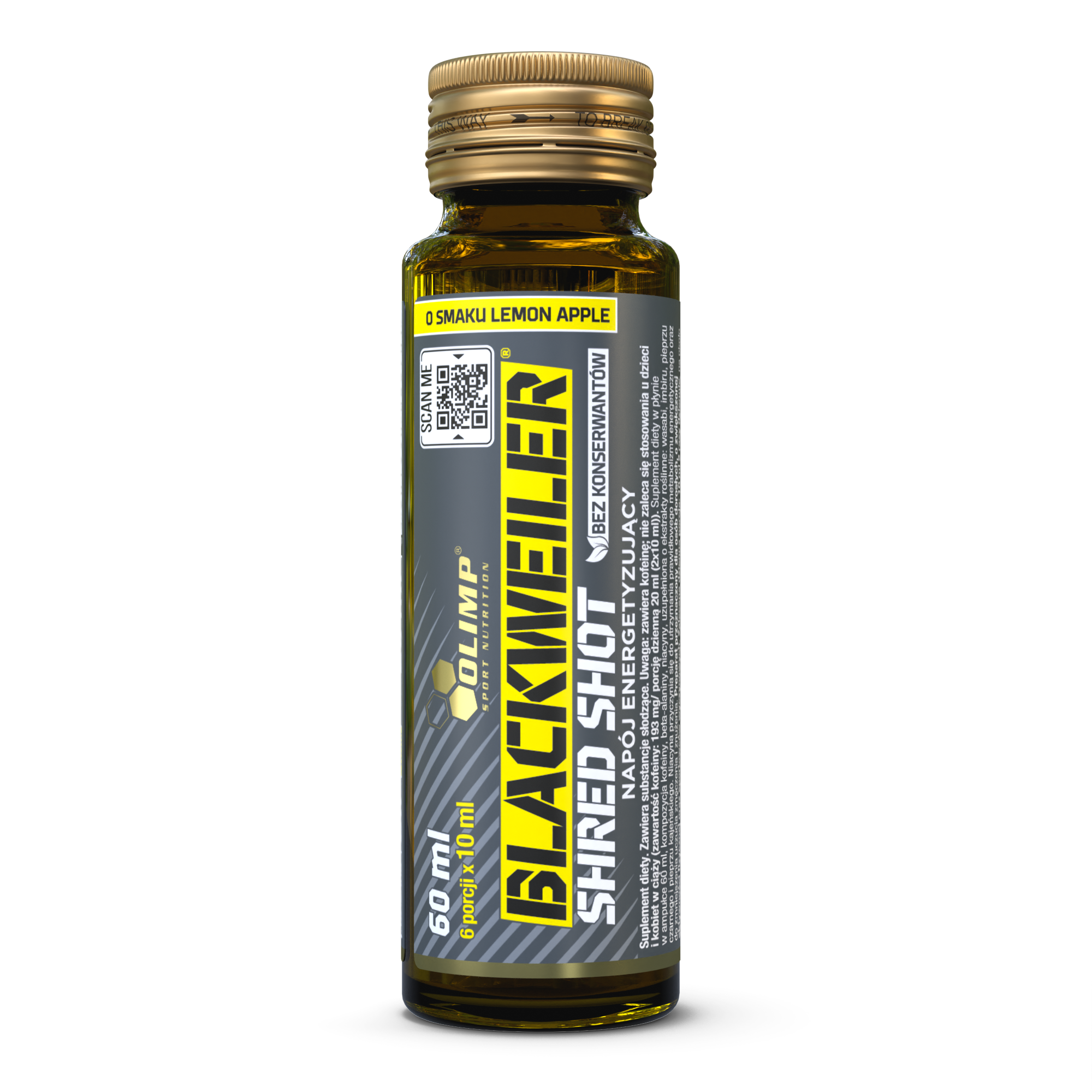 OLIMP Blackweiler Shred Shot (Przedtreningówka) szklana ampułka 60ml jabłko z cytryną