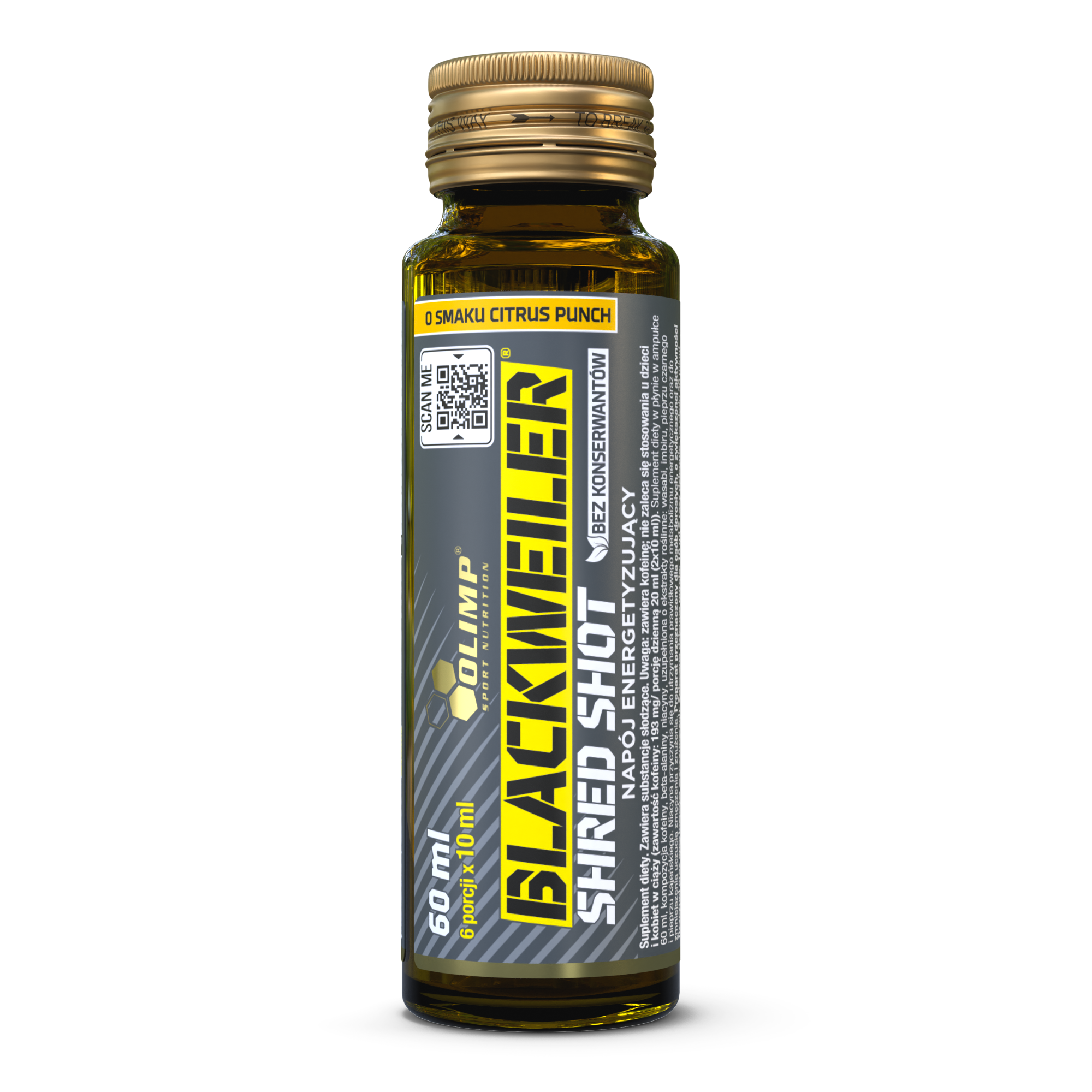 OLIMP Blackweiler Shred Shot (Przedtreningówka) szklana ampułka 60ml owoce cytrusowe